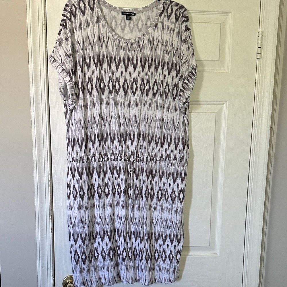 Hilary Radley Black and White Patterned Midi Dress